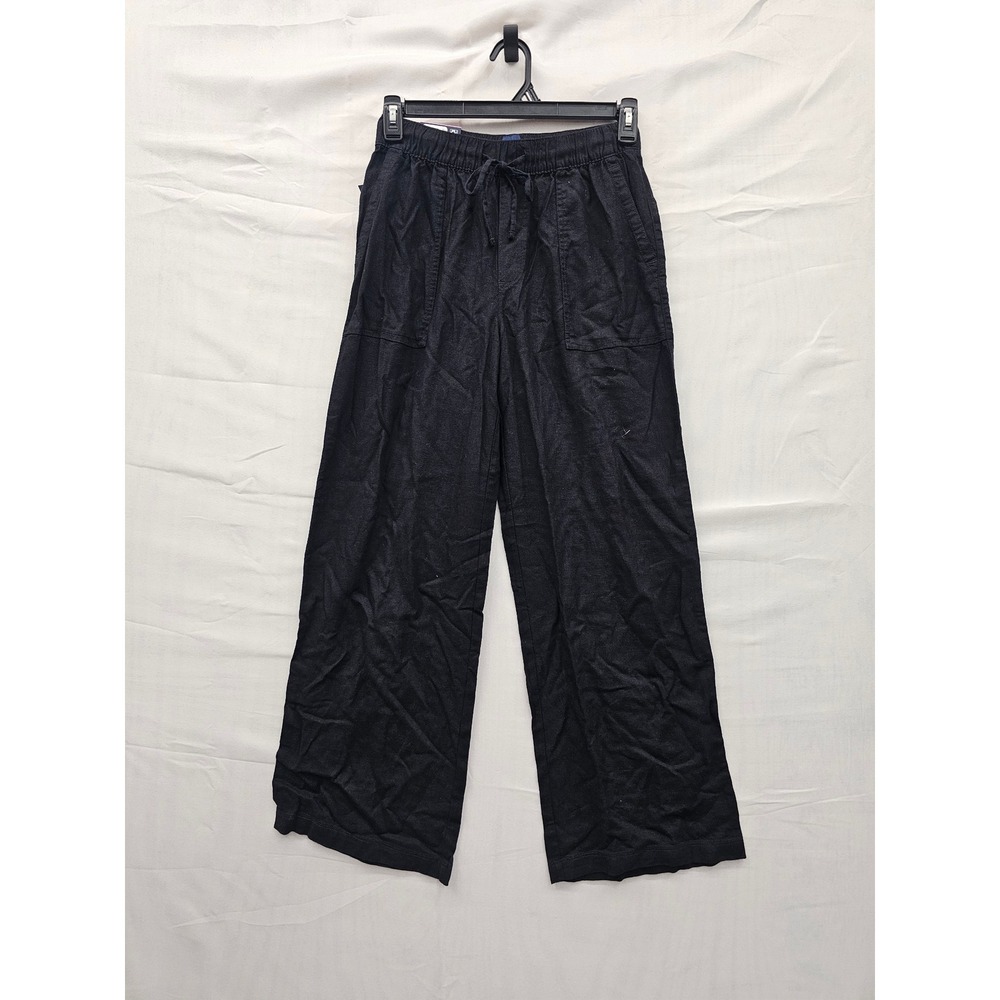 Gap Womens Wide Leg Linen Blend Pants Black Casual Size Small